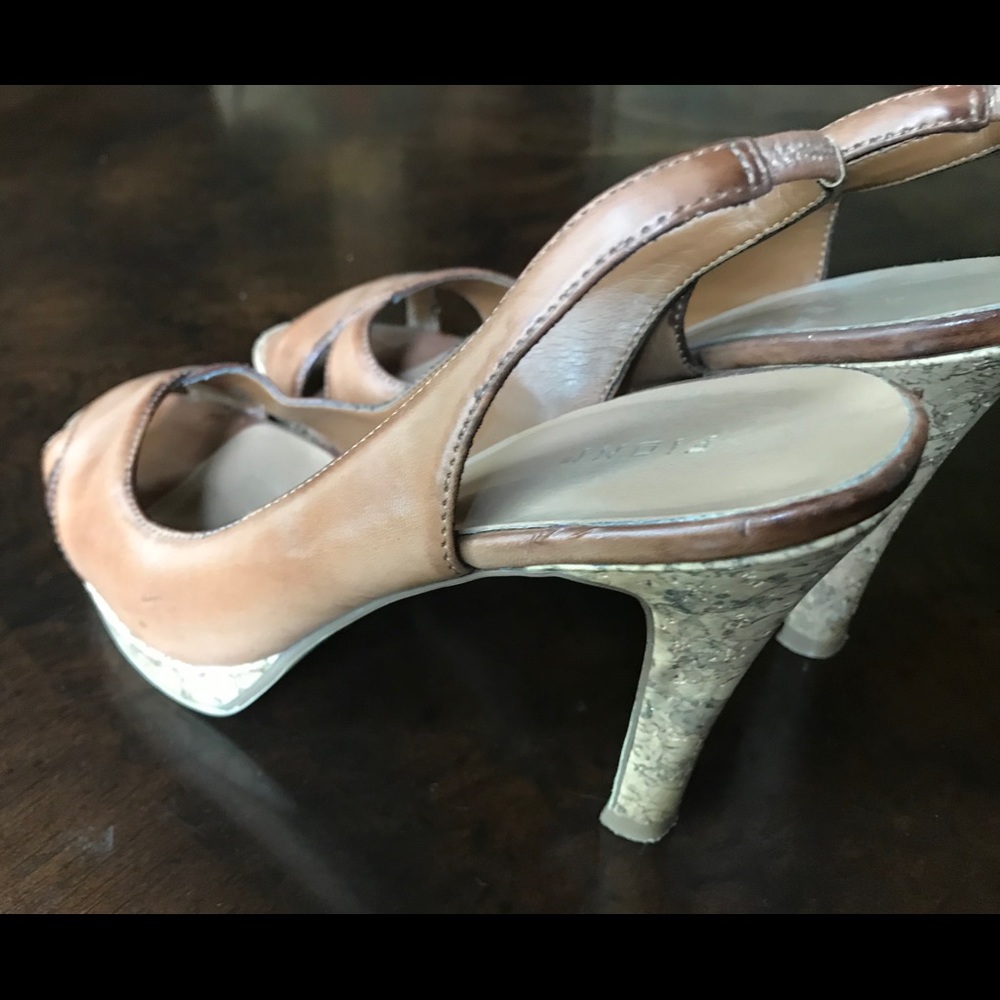 Leather & Cork sling back pumps